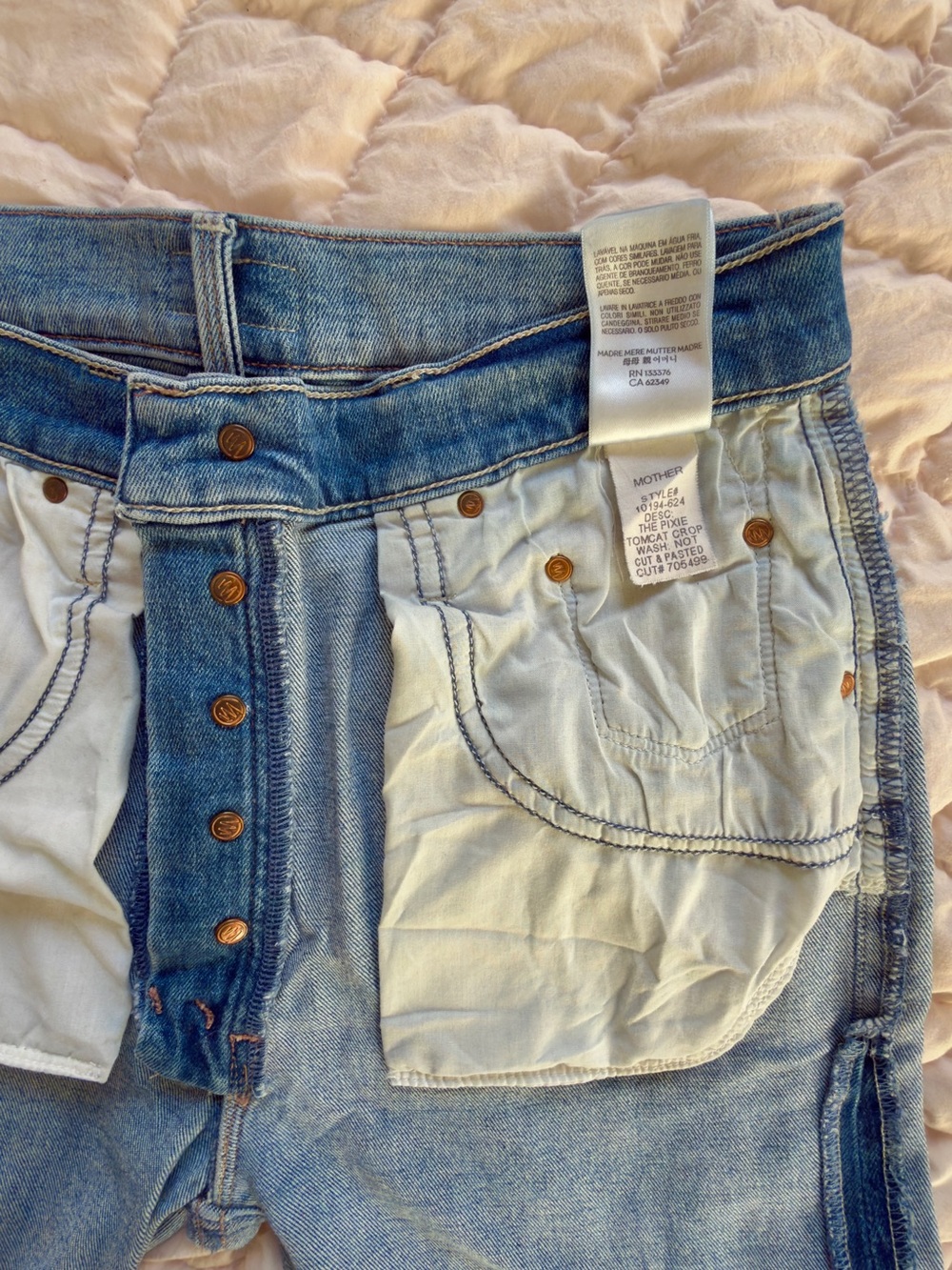 MOTHER DENIM THE PIXIE TOMCAT CROP NOT CUT AND PASTED HIGH RISE JEANS - Picture 4 of 5